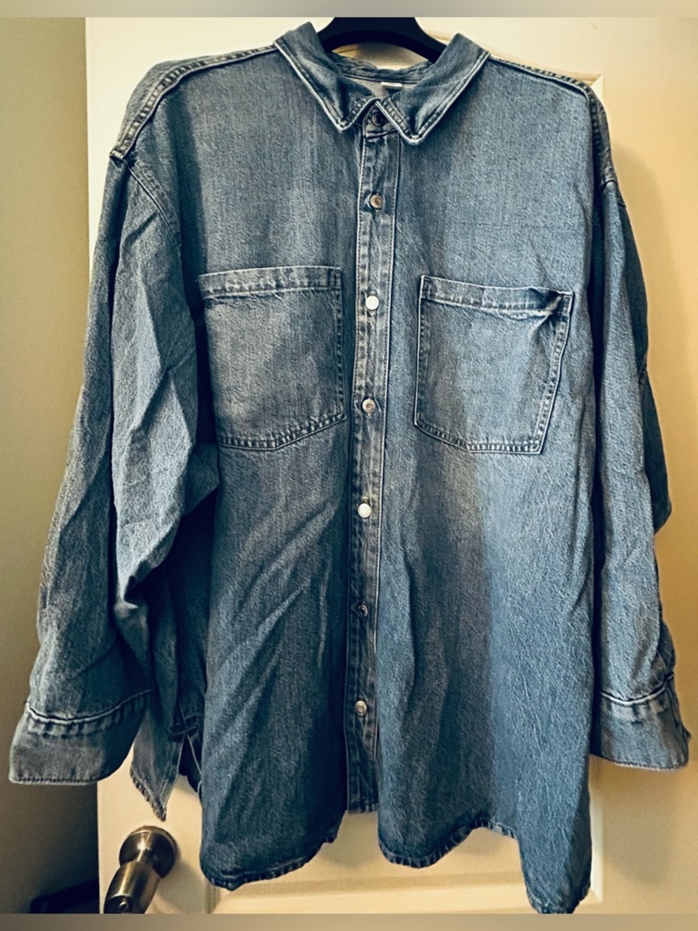 H&M (&Denim) Feathersoft Oversized Denim Shirt Medium Blue